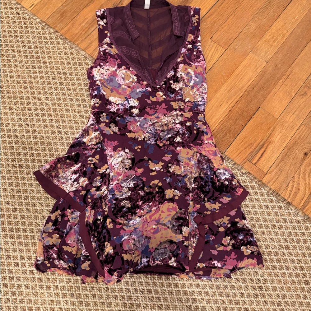 Free People Plum Floral Mini Dress